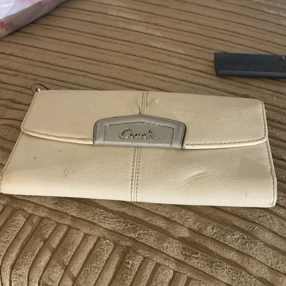 Coach Handbags - Coach Cream and Gray Leather Wallet